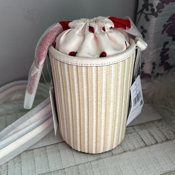 Nwt Kate spade other Dottie embroidered straw Dottie ladybug cylinder bag - Picture 6 of 13